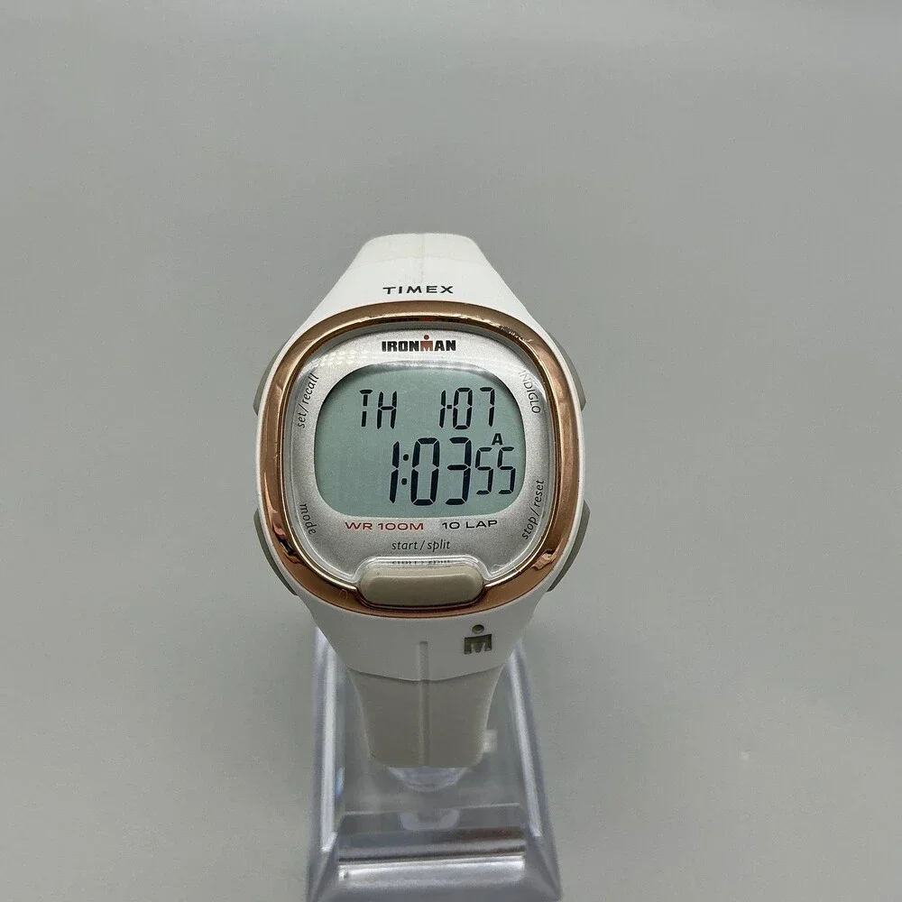 Timex Ironman 10 Lap Womens Watch 33mm Gray Digital White Resin New Battery